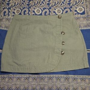 Nectar Clothing Womens Olive Green Button-Accent Mini Skirt Size L